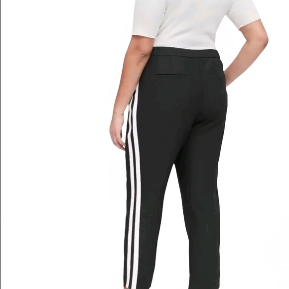 Banana Republic XS Hayden Black Striped Track Pant Preppy Pull On Tuxedo Ankle - Picture 2 of 13